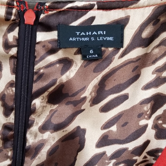 Tahari Arthur Levine Orange Brown Belted Dress 6 - Picture 3 of 5